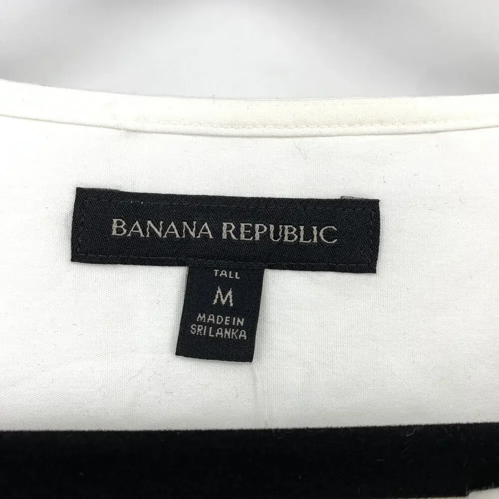 Banana Republic Puff Sleeve Popover Blouse Womens Sz Medium Tall White